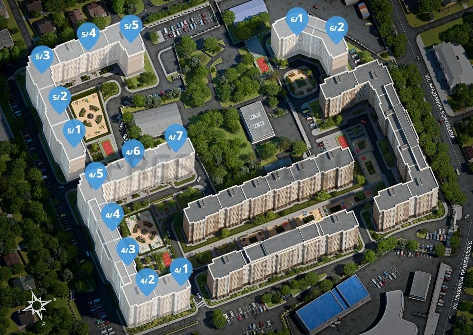 Генеральний план ЖК Одеські Традиції — розташування шести будинків на території 7 га
