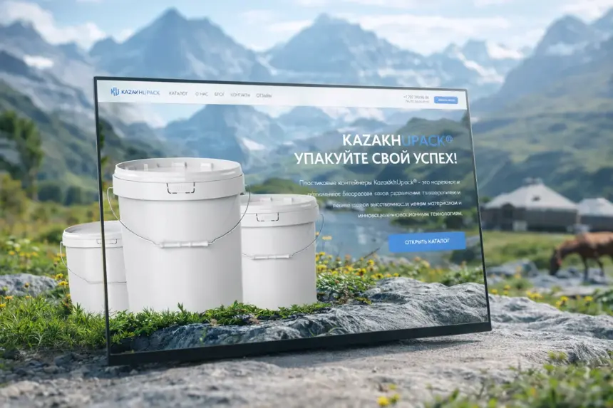 KazakhUpack home page on a large display