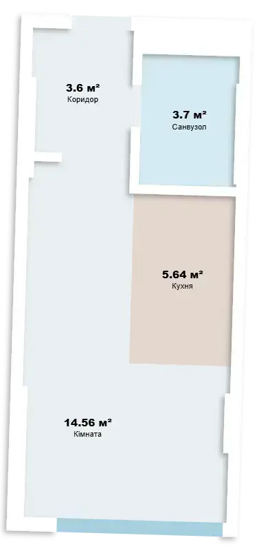 Планировка 1-комнатной квартиры в ЖК Smart Hall, вариант 1