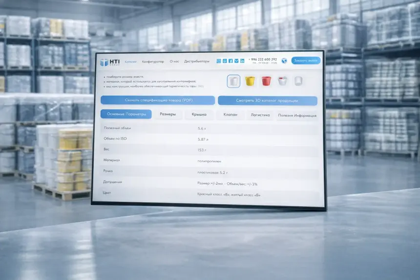 HTI Group product configuration on screen