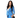 Female guide with long hair in turquoise costume