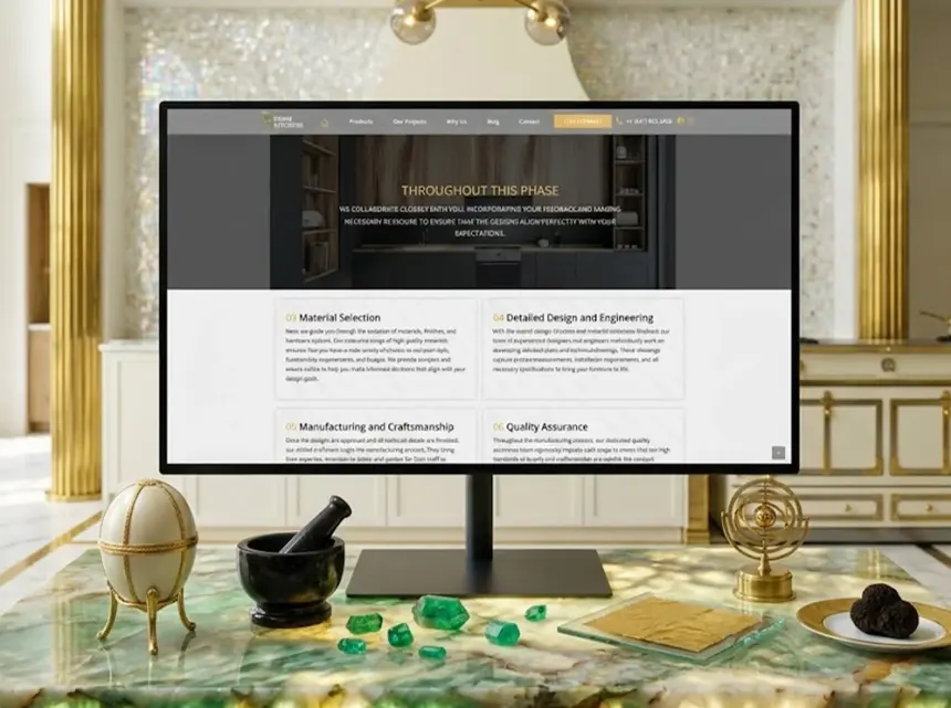 Страница процесса проектирования Prime Kitchens на мониторе компьютера