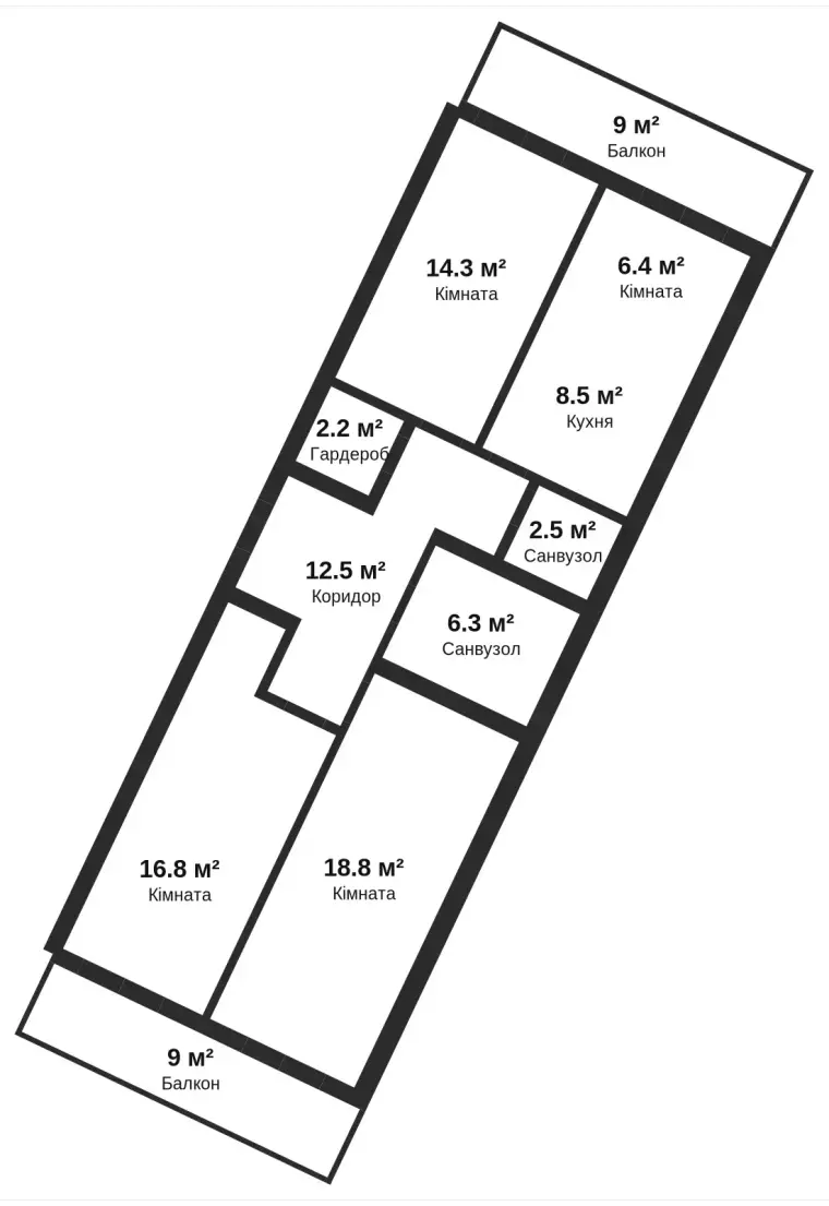 Планування 3-кімнатної квартири в ЖК ЛісSky площею від 108 м²
