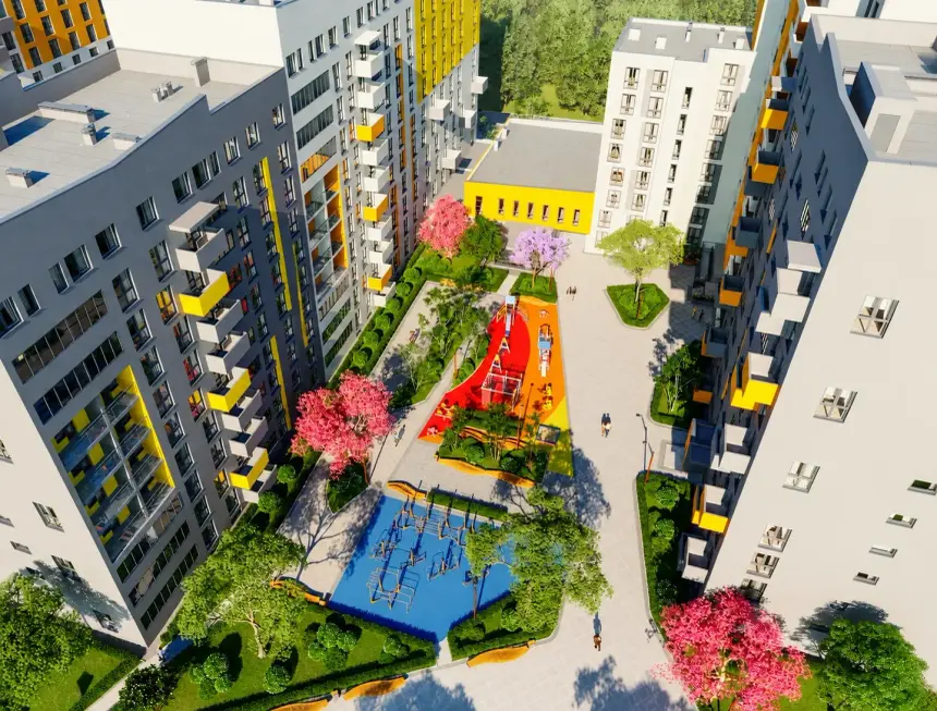 ЖК Riel City — вид сверху на территорию