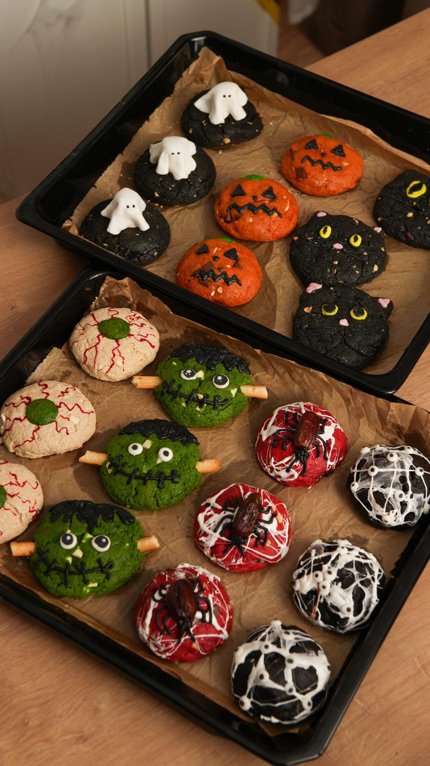 Spooky Halloween cookies decorated with royal icing