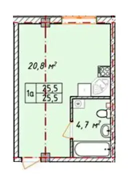 Планування 1-кімнатної квартири в ЖК Comfort Hall