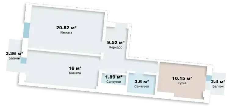 Планировка 2-комнатной квартиры в ЖК Вентимилья