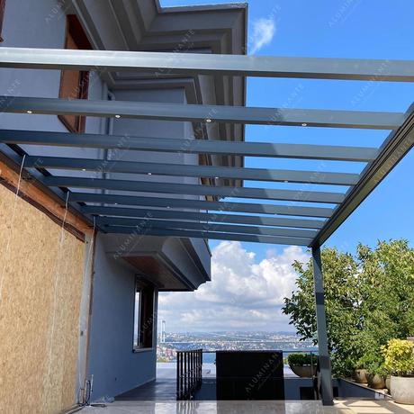 PRADA glass roof lounge area with lighting