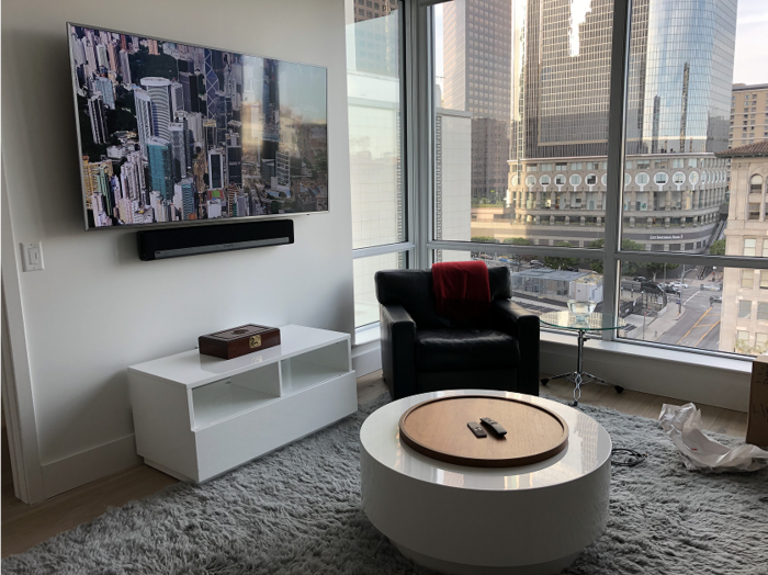 Media wall overlooking Downtown Los Angeles