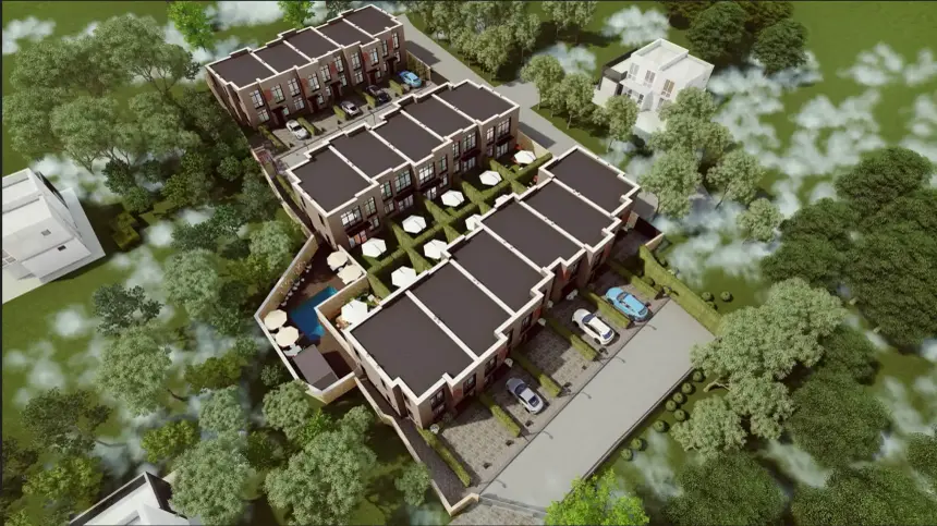 Таунхаусы Garden City — вид сверху на территорию комплекса в Одессе